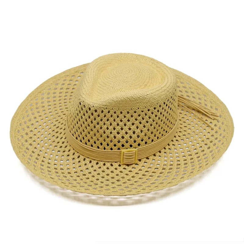 Lucia Diamanete Vent Wide Brim Wheat Hat With Tagua Buckle Cord sold by Sand Dollar
