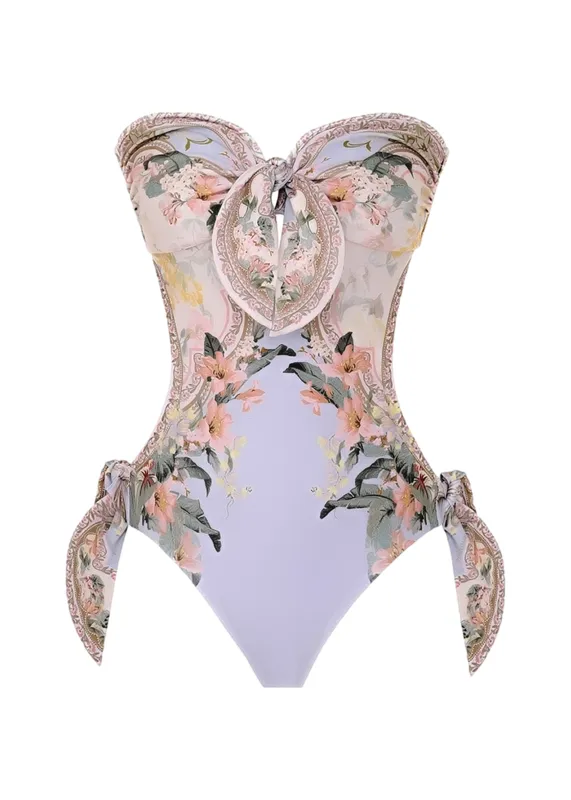 Wylie Scarf Tie One Piece Blue Floral sold by Sand Dollar