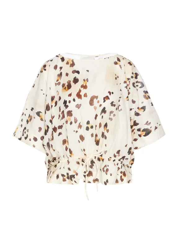 Acacia Draw Waist Top Watercolour Leopard sold by Sand Dollar