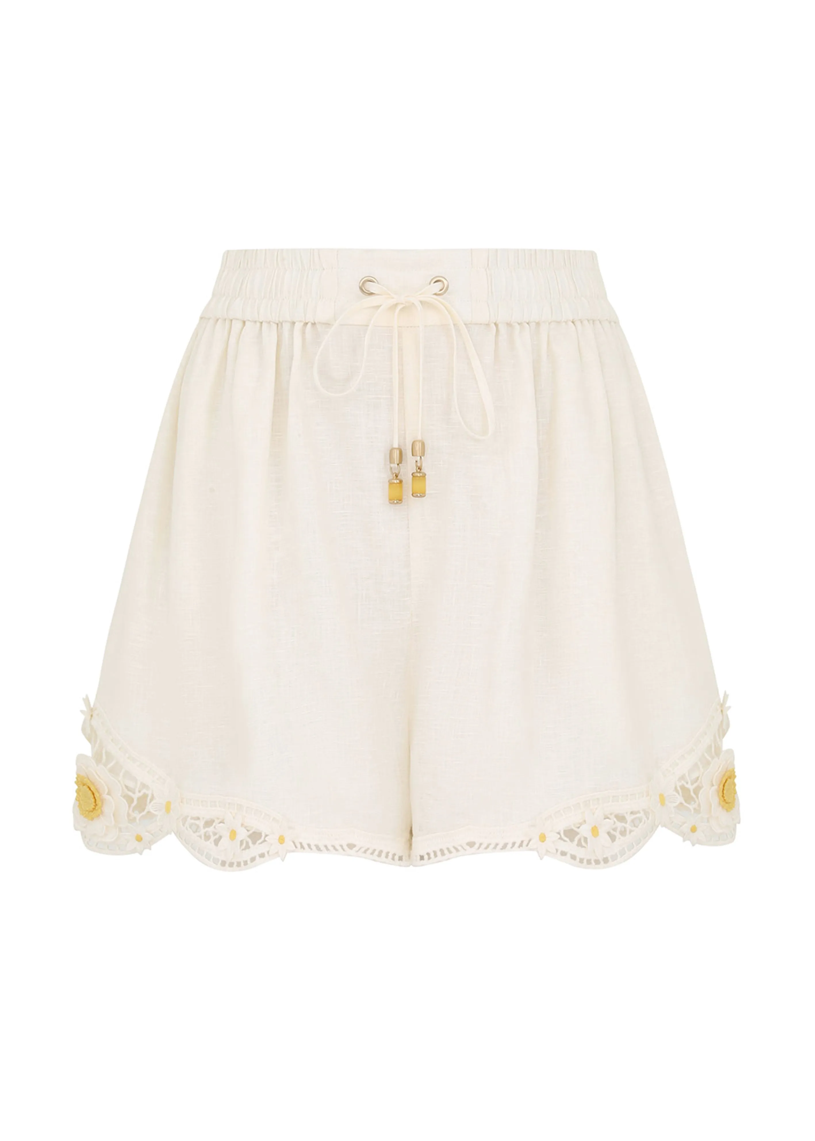 Everly Flower Trim Short Ivory sold by Sand Dollar