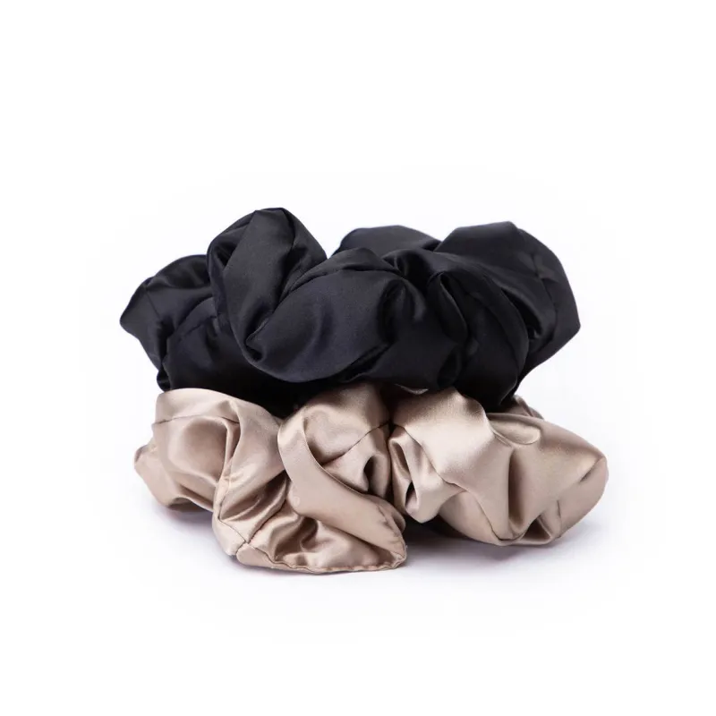Satin Pillow Scrunchies Black/Gold sold by Sand Dollar