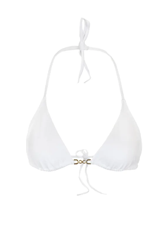 Monza Triangle Bikini Top White sold by Sand Dollar