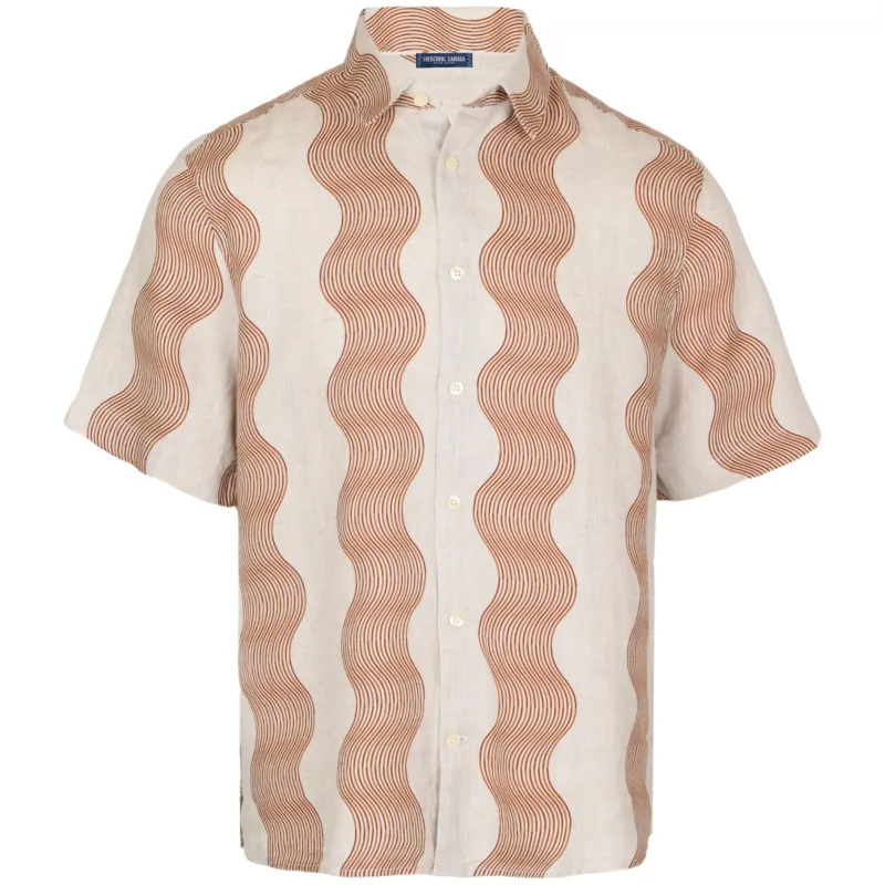 Castro Duo Cabana Stripe Short Sleeve Shirt Ecru & Sienna sold by Sand Dollar