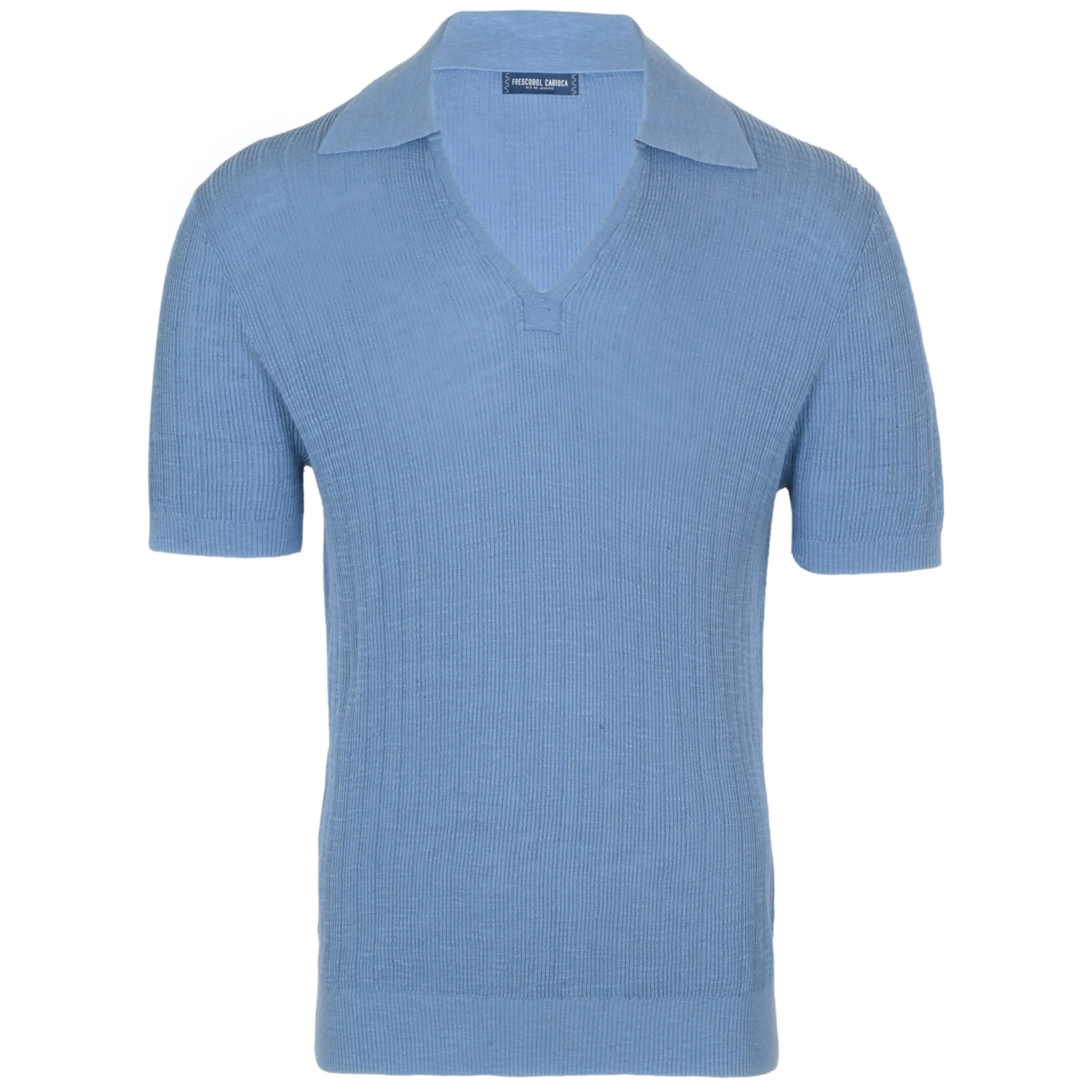 Joaquim V Neck Polo Short Sleeve Denim Blue sold by Sand Dollar