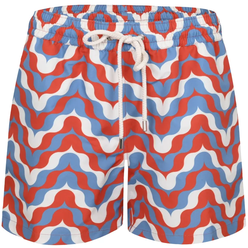 Rio Deserto Print Swimshorts Burnt Orange & Denim Blue sold by Sand Dollar