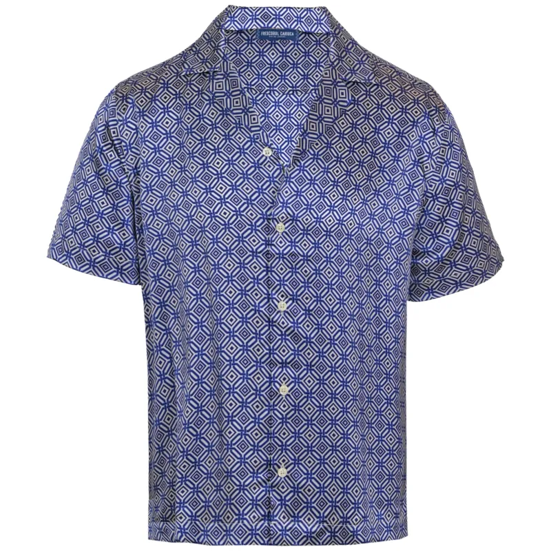Roberto Silk Short Sleeve Shirt Angra Trelica Print Dusk made by Sand Dollar
