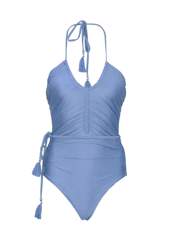 Belted Keyhole One Piece Fiordaliso Blue sold by Sand Dollar