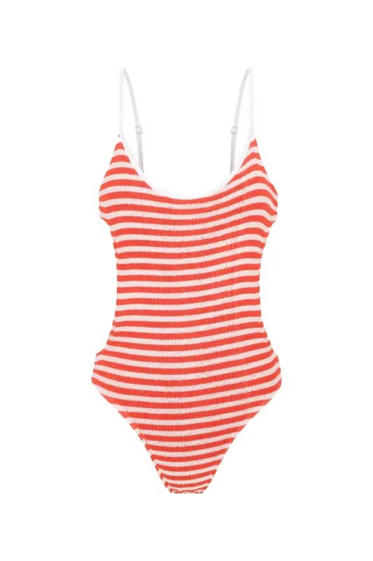 Pamela One Piece Coral Sunshine Stripe sold by Sand Dollar