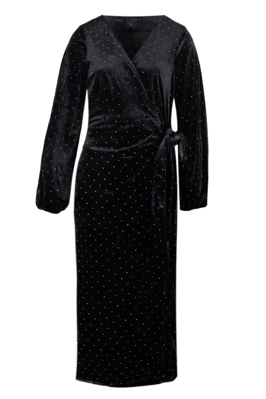 Black Velvet Midi Vienna Dress sold by Sand Dollar