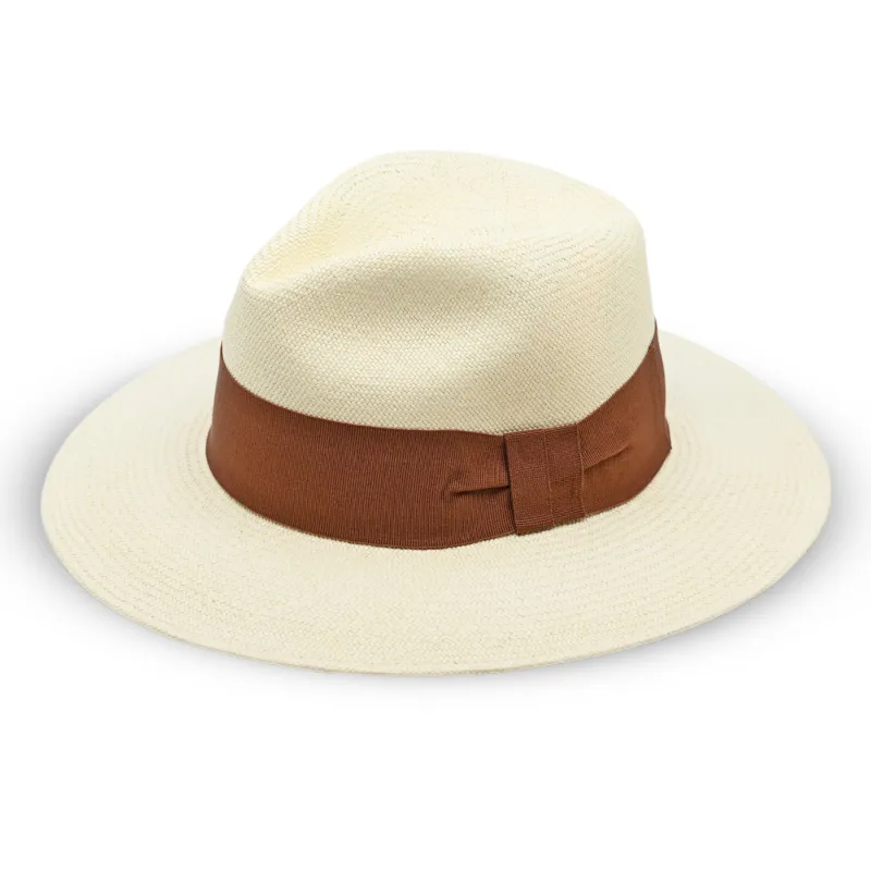 Rafael Panama Hat Wide Ribbon Silk Brown sold by Sand Dollar