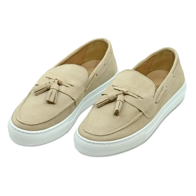Monta Suede Deck Loafers Beige sold by Sand Dollar
