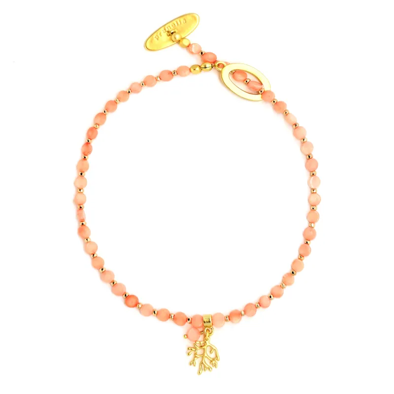 Santani Peach Metal Coral Necklace made by Sand Dollar