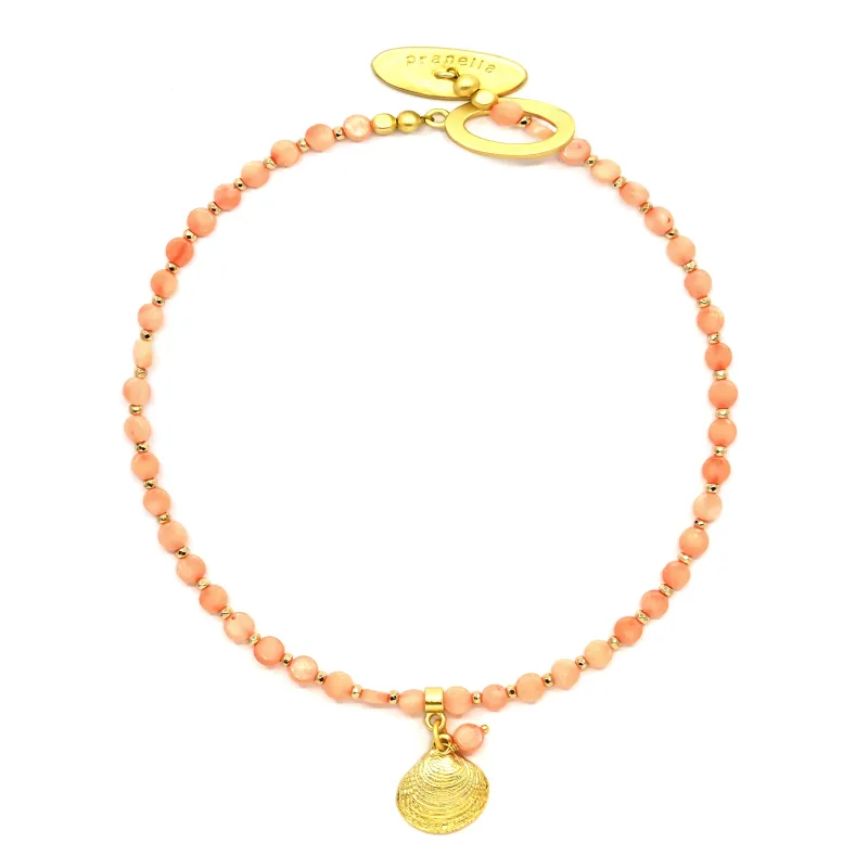 Santani Peach Metal Shell Necklace sold by Sand Dollar