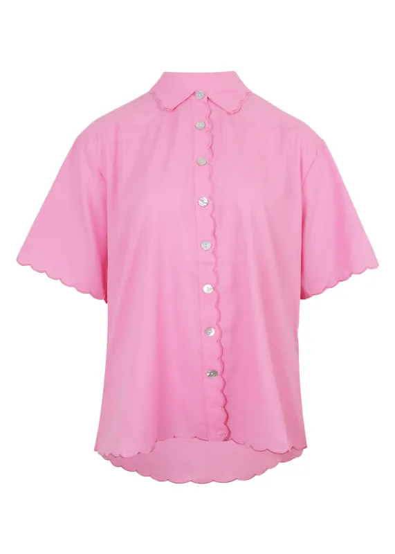 Scallop Short Sleeve Shirt Clavell Pink sold by Sand Dollar