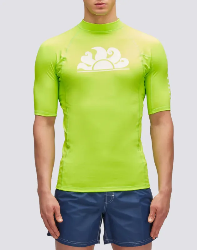 Short Sleeve Rash Guard Neon Yellow Green made by Sundek