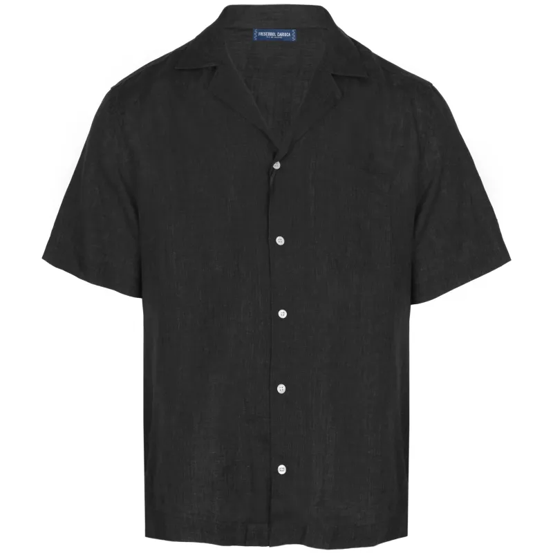 Angelo Linen Shirt Short Sleeve Black sold by Sand Dollar