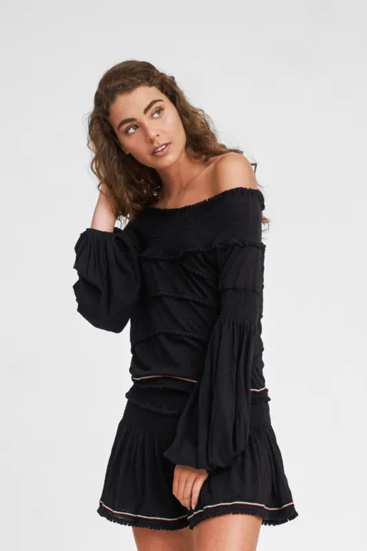 Bell Sleeve Crop Top In Black sold by Sand Dollar