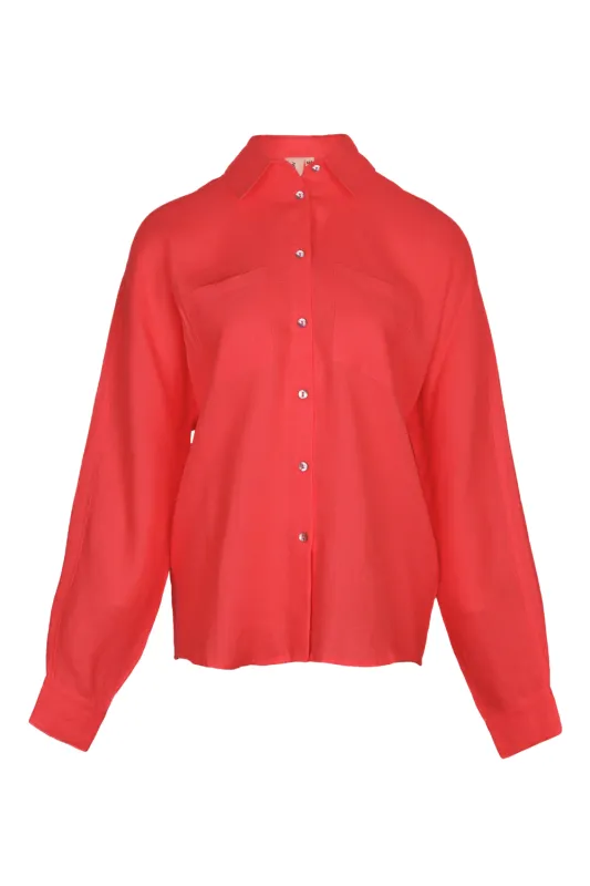 Red Linen Shirt sold by Sand Dollar