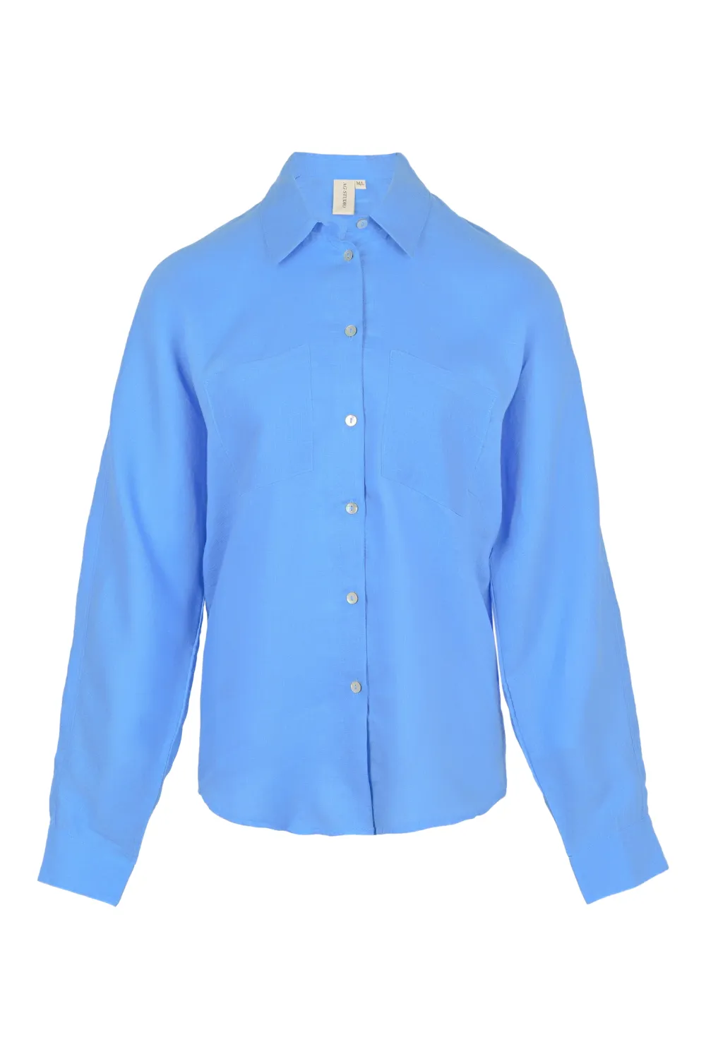 Blue Crashed Linen Shirt sold by Sand Dollar
