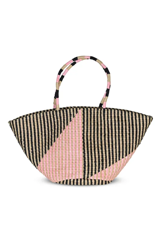 Raffia Tote Beach Bag Pink/Brown sold by Sand Dollar
