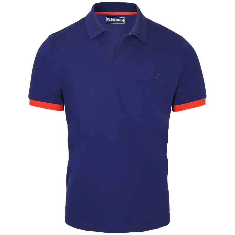 Palatin Polo Shirt Solid Navy Blue/Red made by Vilebrequin