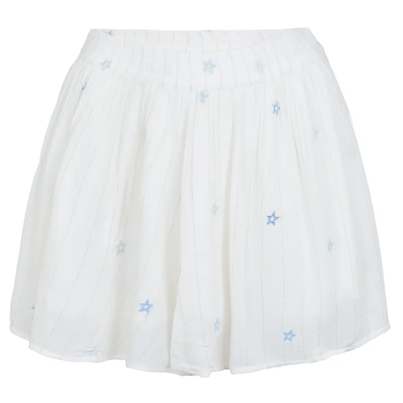 Ivory/Tonal Blue Stars Lurex Stripe Star Shorts sold by Sand Dollar