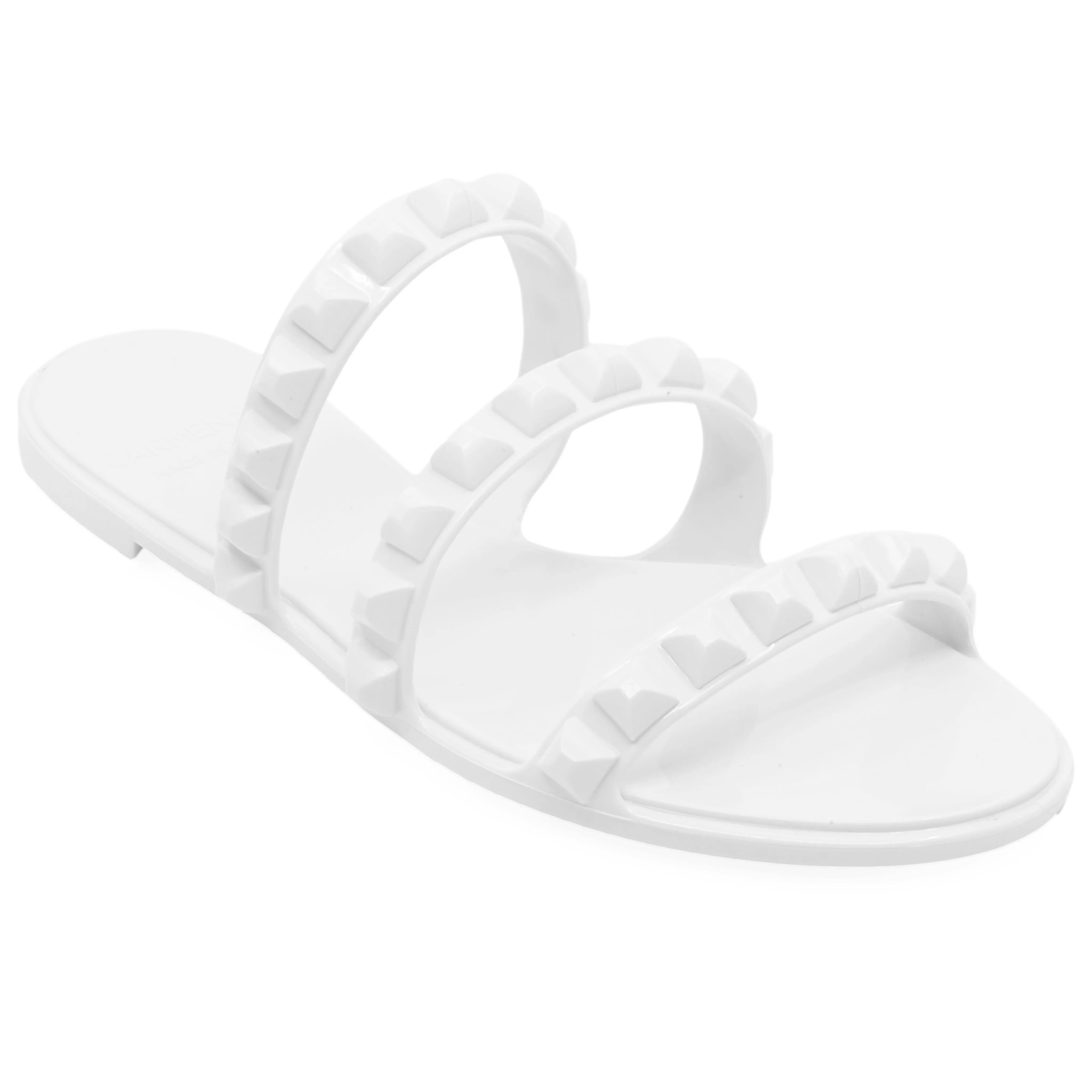 Maria 3 Strap Flat Sandal White sold by Sand Dollar