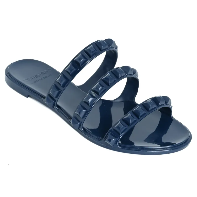 Maria 3 Strap Flat Sandal Navy Blue sold by Sand Dollar