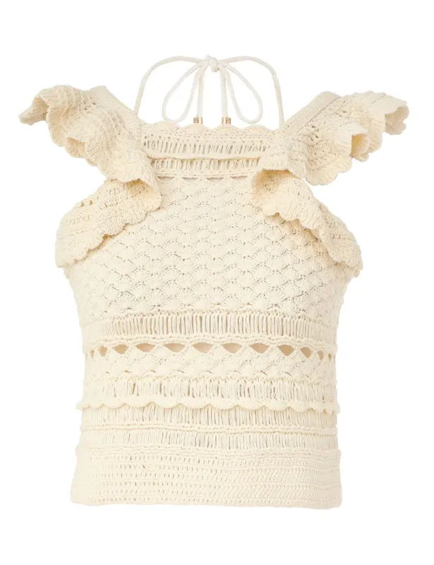 Waverly Crochet Halter Top Cream sold by Sand Dollar