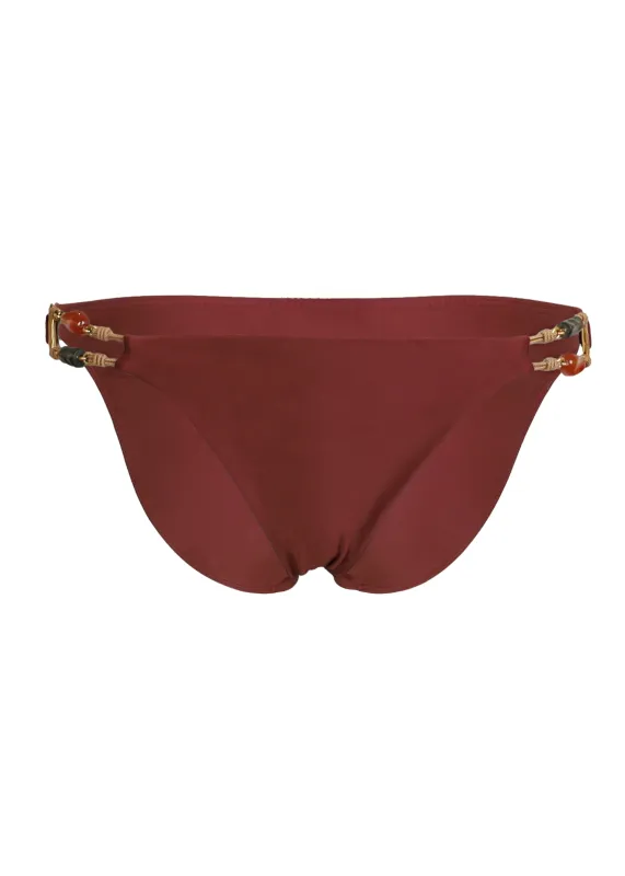 Solid Kaia Double Detail Full Bikini Bottom Brown sold by Sand Dollar