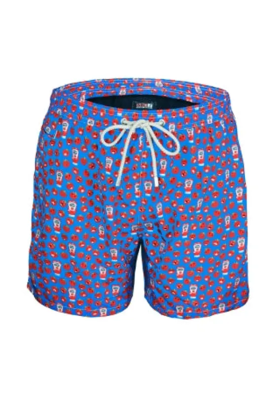 Lighting Micro Gnam Ketchup Blue/Red Mens Swimshorts made by Sand Dollar