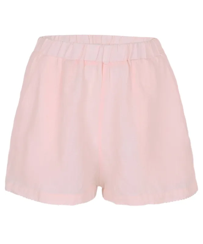 Scalloped Linen Shorts Pink sold by Sand Dollar
