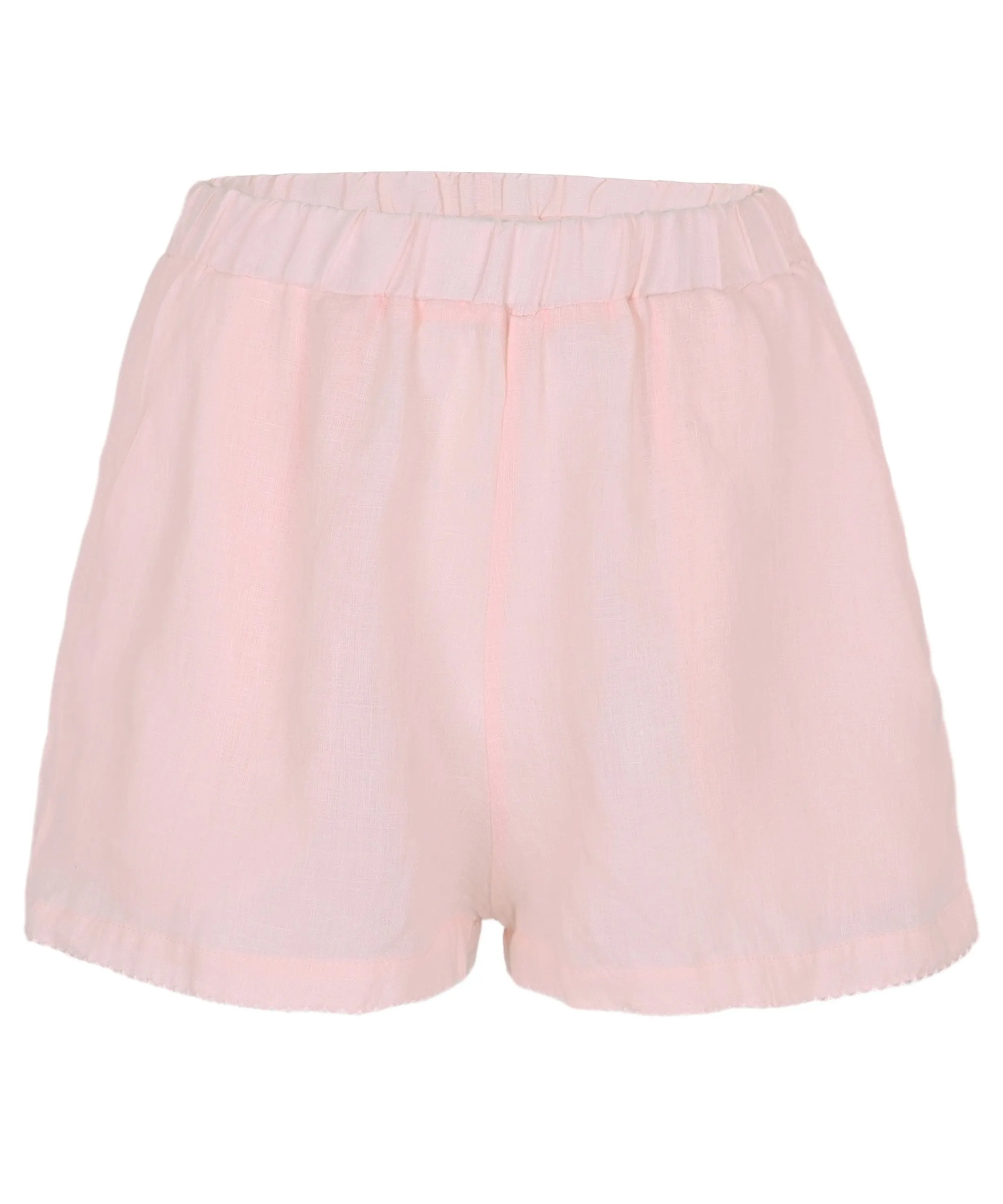 Scalloped Linen Shorts Pink sold by Sand Dollar