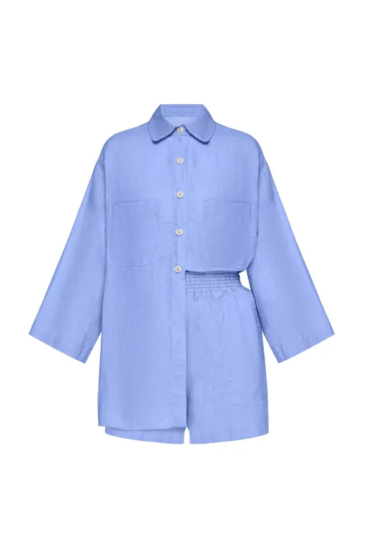 Top And Shorts Set Linen Flowers sold by Sand Dollar