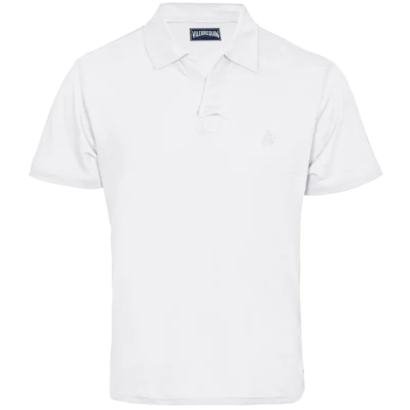 Men Linen Jersey Polo Shirt Solid White sold by Sand Dollar