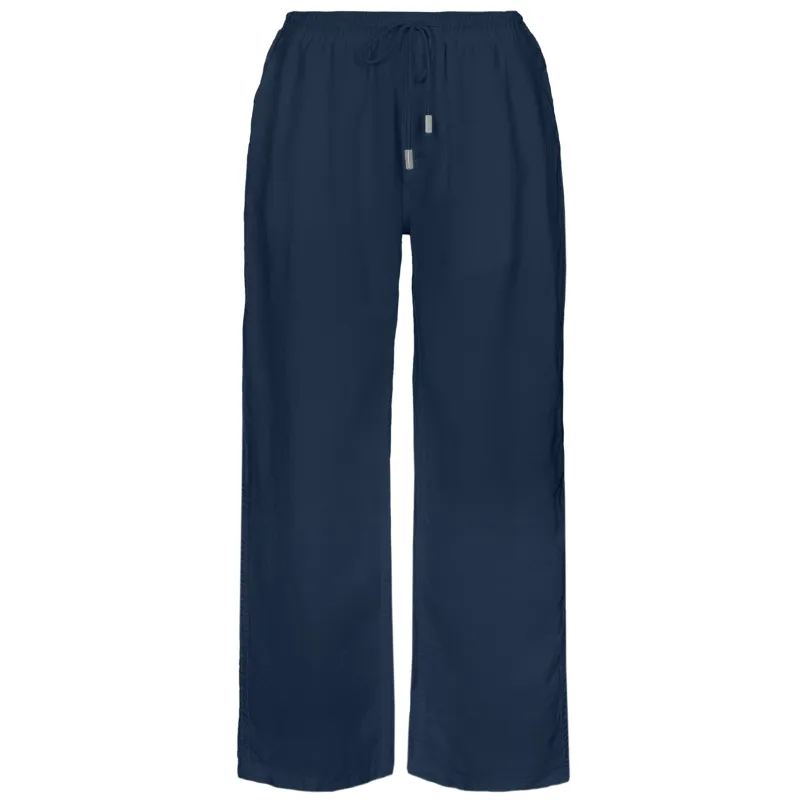 Men Linen Pant Solid Navy Blue sold by Sand Dollar