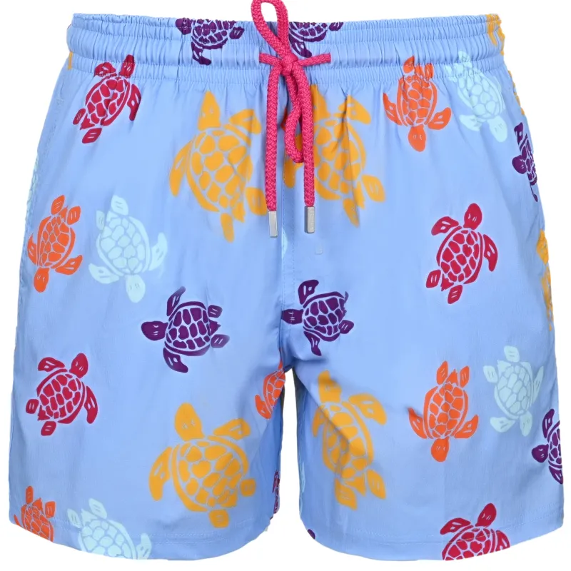 Men Swim Shorts Blue Tortues Multicolores sold by Sand Dollar