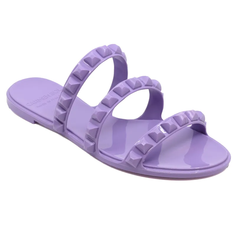 Maria 3 Strap Flat Sandal Violet sold by Sand Dollar