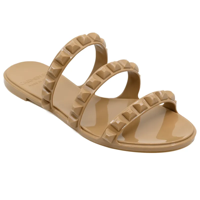 Maria 3 Strap Flat Sandal Nude made by Carmen Sol
