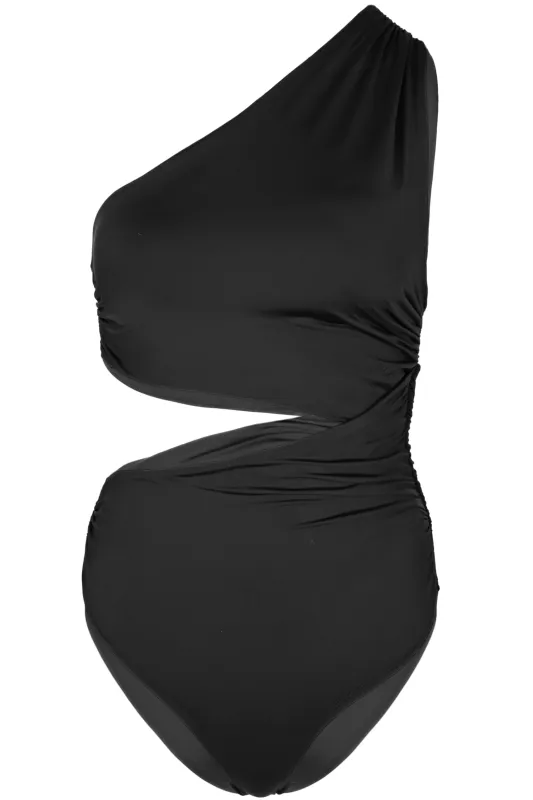 Bio Slit Ruched One Piece Black sold by Sand Dollar