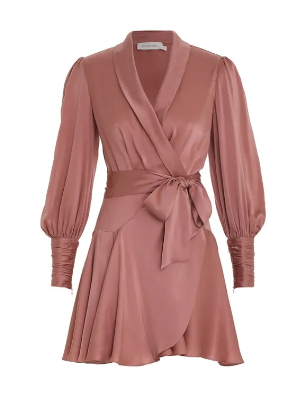 Silk Wrap Mini Dress Dusty Pink sold by Sand Dollar