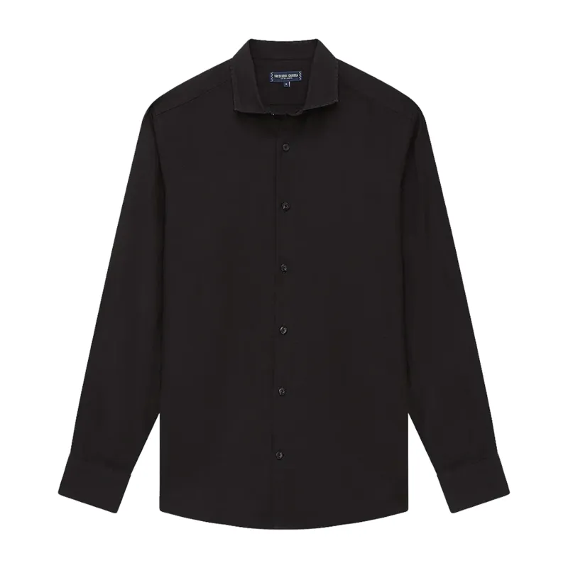 Antonio Linen Shirt Long Sleeve Black made by Sand Dollar