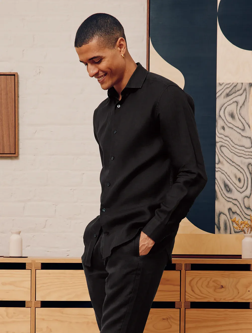 Antonio Linen Shirt Long Sleeve Black sold by Sand Dollar product image thumbnail 3