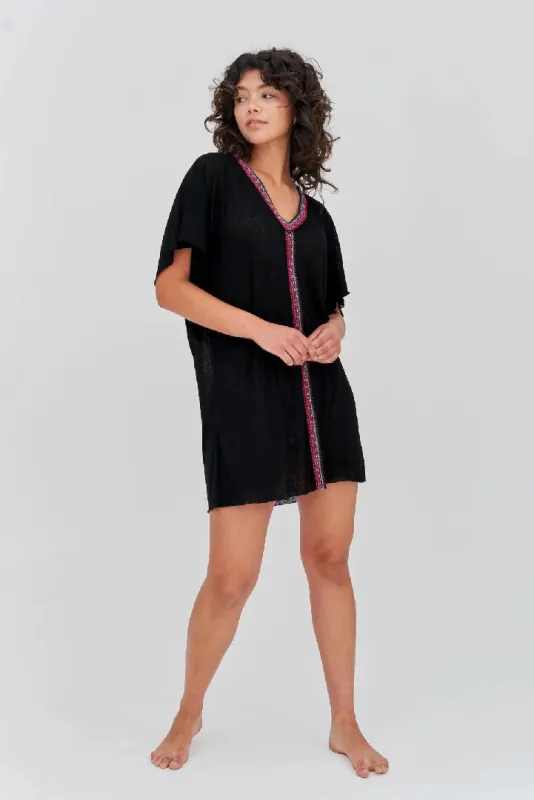 Half Sleeve Mini Beach Cover Up - Mini Abaya Black sold by Sand Dollar