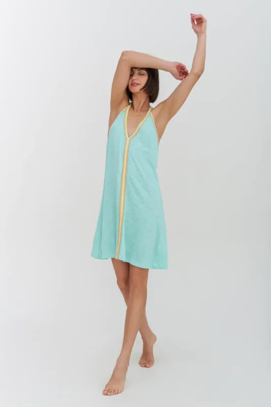 Pima Mini Sundress Turquoise sold by Sand Dollar