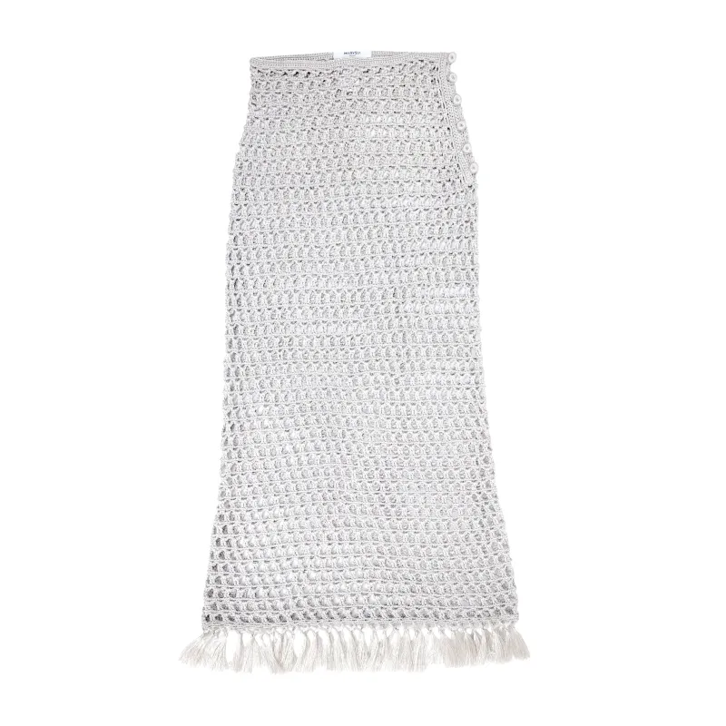 Marysia Crochet Maxi Skirt Silver made by Sand Dollar