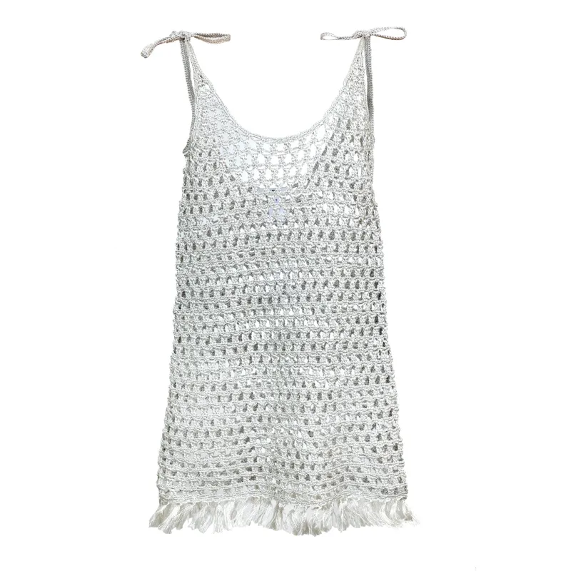 Marysia Crochet Mini Dress Silver sold by Sand Dollar