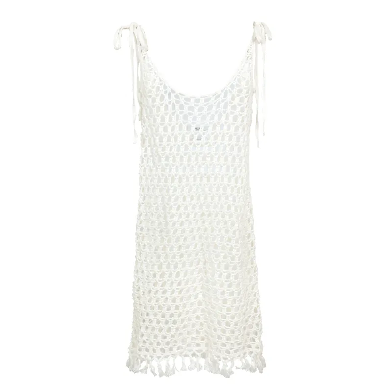 Marysia Crochet Mini Dress Natural sold by Sand Dollar
