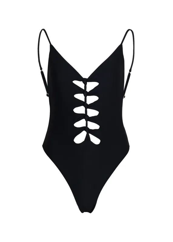Solid Megan One Piece Black sold by Sand Dollar