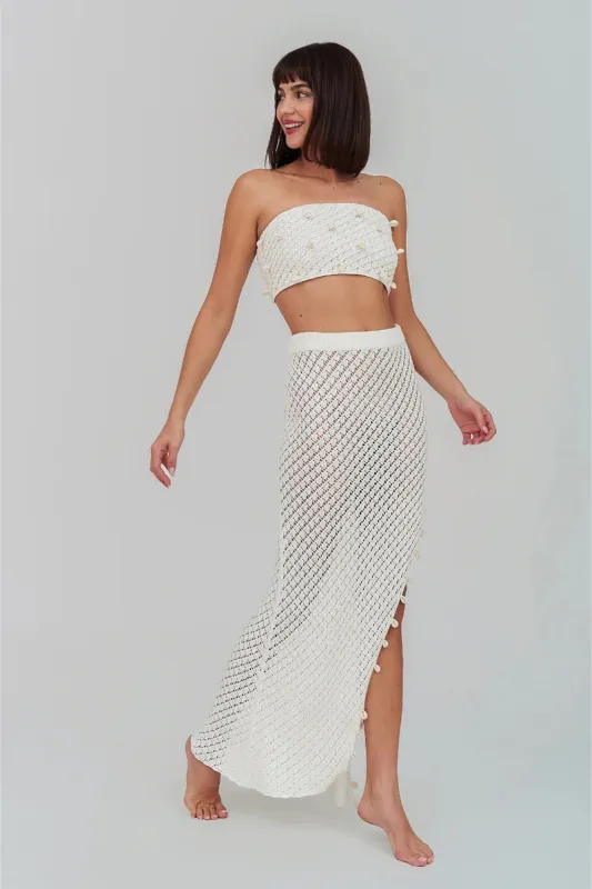 Puka Shell Crochet Top Ecru sold by Sand Dollar
